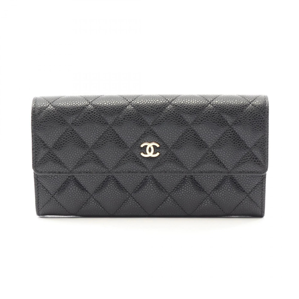 CHANEL Black Caviar Leather Wallet